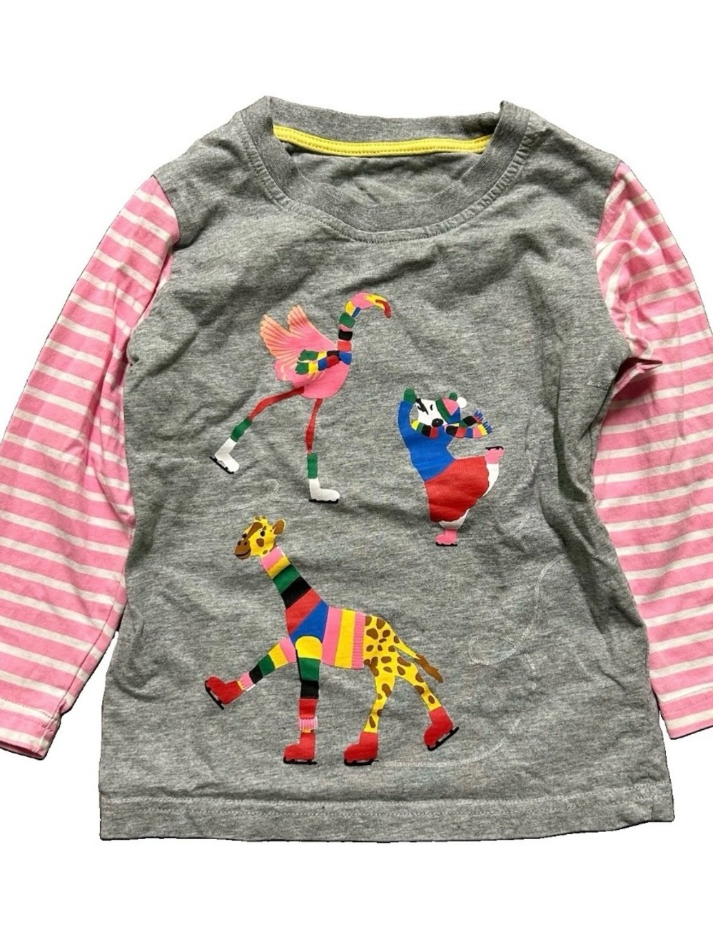 Toddler Girl Long Sleeve Shirt Skating Animals Size 4Y